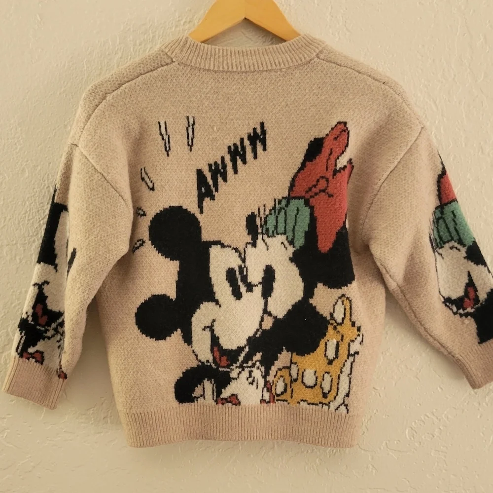 Mickey Mouse And Minnie Mouse Handmade Sweater Size Medium Kids